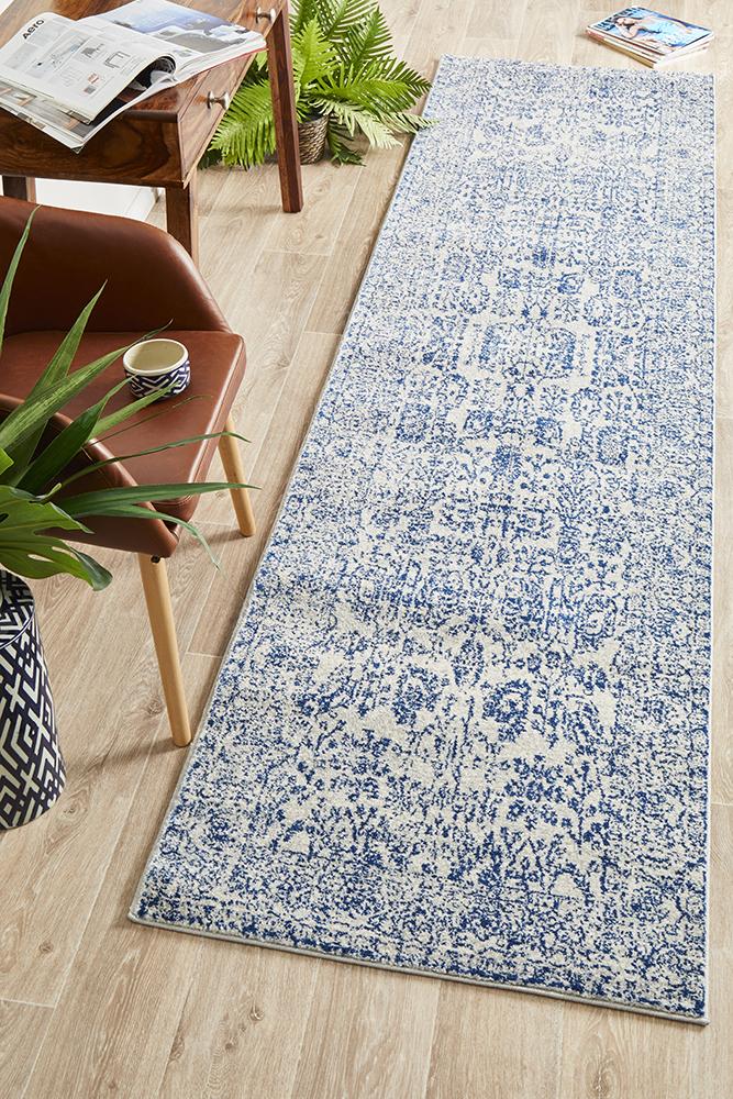 Aurora Frost Blue Transitional Runner Rug