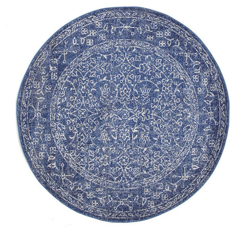 Evoke Artist Navy Transitional Round Rug