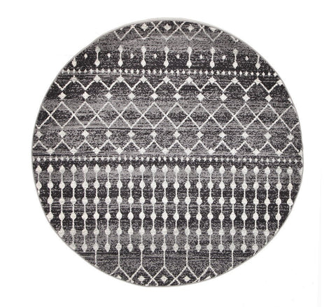 Evoke Simplicity Black Transitional Round Rug