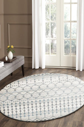 Evoke Slate White Transitional Round Rug