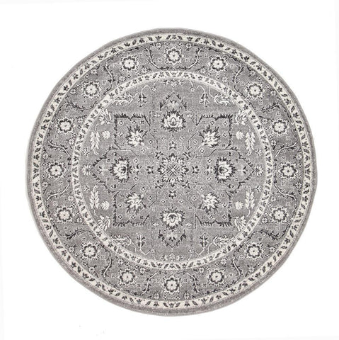 Evoke Stone Grey Transitional Round Rug