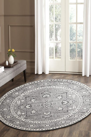 Evoke Stone Grey Transitional Round Rug