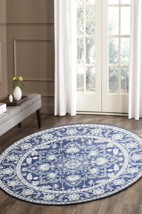 Evoke Release Navy Transitional Round Rug