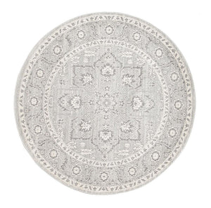 Evoke Silver Flower Transitional Round Rug