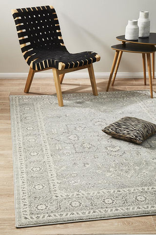 Aurora Silver Flower Transitional Rug