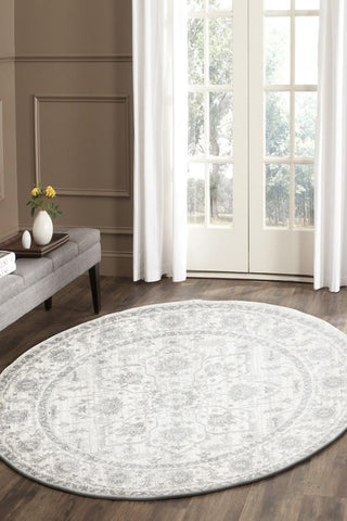 Evoke Winter White Transitional Round Rug