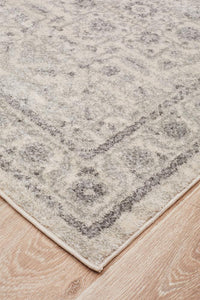 Aurora Silver Flower Transitional Runner Rug