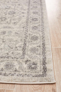 Aurora Silver Flower Transitional Runner Rug