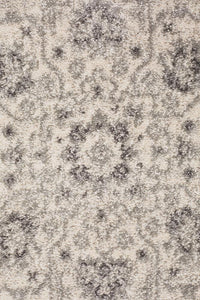 Aurora Silver Flower Transitional Runner Rug