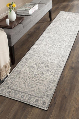 Evoke Winter White Transitional Runner Rug