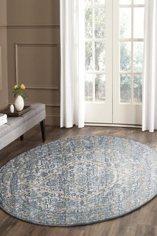 Evoke Duality Silver Transitional Round Rug