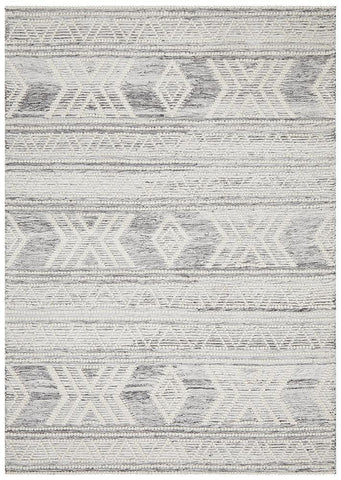 Tulum Woven Tribal Silver Grey Rug