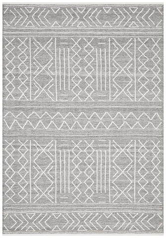 Tulum Stitch Woven Silver Grey Rug