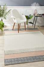 Tulum Textured Woven White Peach Rug