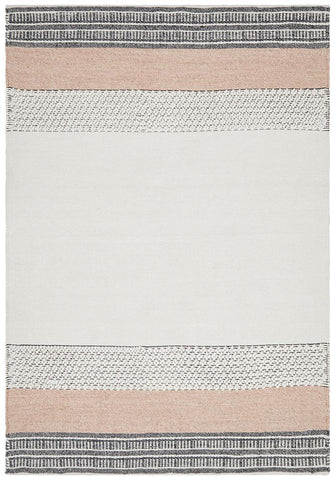 Tulum Textured Woven White Peach Rug