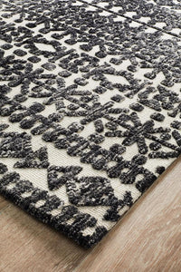 Roma Yasmin Ivory Black Rug