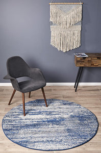 Mirage Casandra Dunescape Modern Blue Grey Round Rug