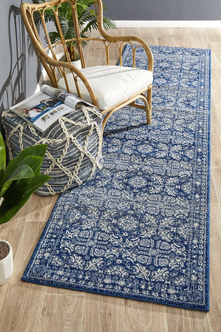 Atena Pose Transitional Navy Runner Rug