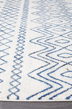 Oasis Nadia White Blue Rustic Tribal Runner Rug