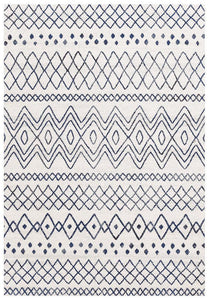 Oasis Nadia White Blue Rustic Tribal Rug