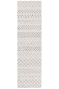 Oasis Selma White Grey Tribal Runner Rug
