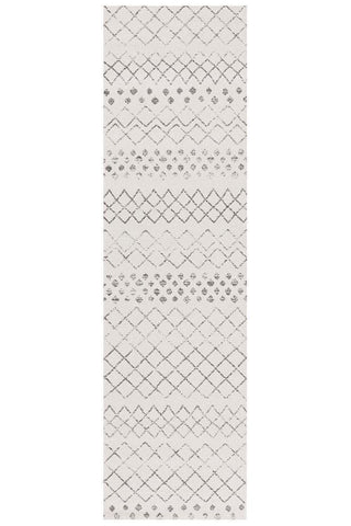 Oasis Selma White Grey Tribal Runner Rug