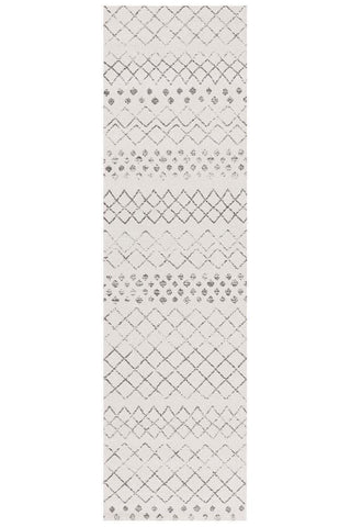 Oasis Selma White Grey Tribal Runner Rug