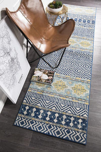 Oasis Sabrina Navy Tribal Runner Rug