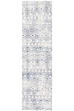 Oasis Ismail White Blue Rustic Runner Rug