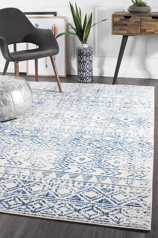 Oasis Ismail White Blue Rustic Rug