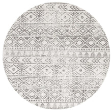 Oasis Ismail White Grey Rustic Round Rug