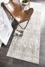 Oasis Ismail White Grey Rustic Runner Rug