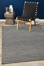 Casablanca Oskar Felted Wool Striped Black White Rug