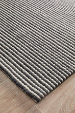 Casablanca Oskar Felted Wool Striped Black White Rug