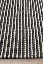 Casablanca Oskar Felted Wool Striped Black White Rug