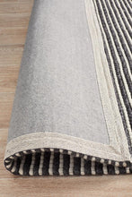 Casablanca Oskar Felted Wool Striped Black White Rug