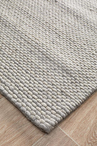 Casablanca Oskar Felted Wool Striped Grey Rug