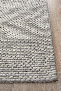 Casablanca Oskar Felted Wool Striped Grey Rug