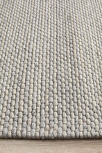 Casablanca Oskar Felted Wool Striped Grey Rug