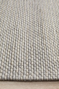 Casablanca Oskar Felted Wool Striped Grey Rug