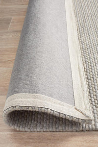 Casablanca Oskar Felted Wool Striped Grey Rug