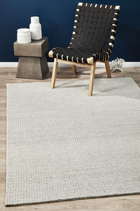 Casablanca Oskar Felted Wool Striped Grey White Rug