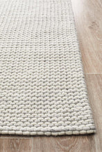 Casablanca Oskar Felted Wool Striped Grey White Rug