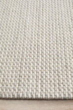 Casablanca Oskar Felted Wool Striped Grey White Rug