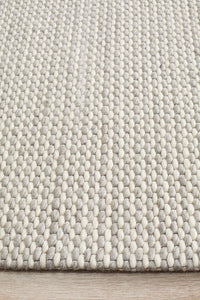 Casablanca Oskar Felted Wool Striped Grey White Rug