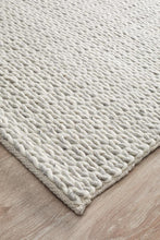 Casablanca Helena Woven Wool Grey White Rug