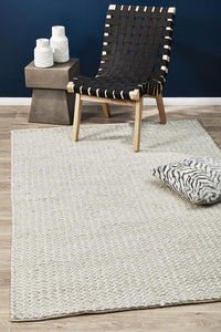 Casablanca Helena Woven Wool Grey White Rug