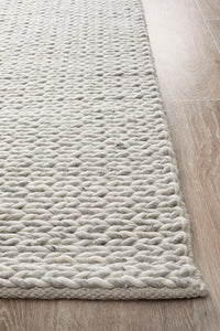 Casablanca Helena Woven Wool Grey White Rug