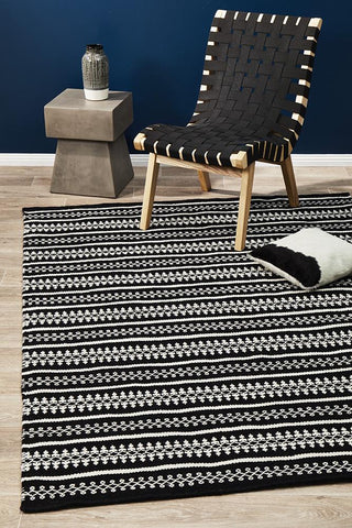 Casablanca Ester Delicate Lace Woollen Black Rug