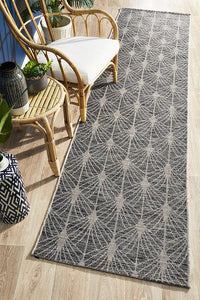 Paris Indoor Outdoor Black Runner Rug